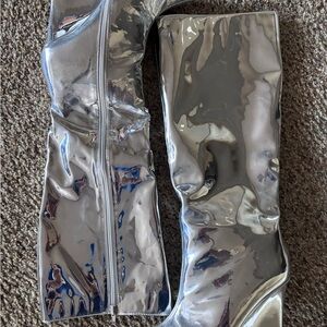 Fashion Nova Silver Heeled Boots